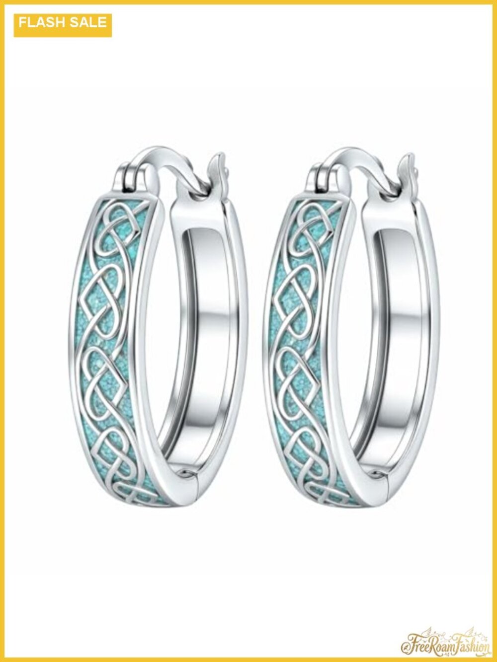 Sterling Silver Turquoise Huggie Hoop Earrings 15mm Celtic Knot Small Animal